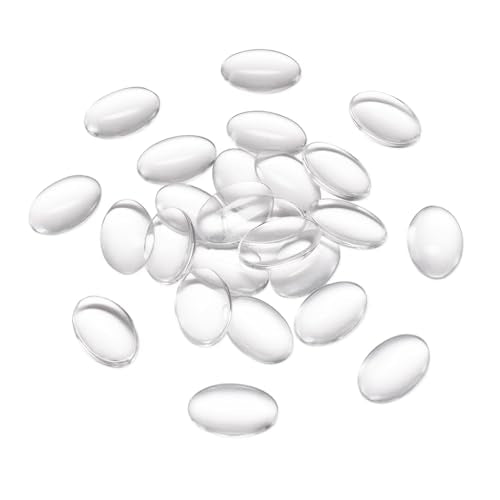 Craftdady 100Pcs Transparent Glass Cabochons 30x20mm Oval Clear Glass Flat Back Dome Tile Cabochons Covers for Photo Pendant Jewelry Making - color: Transparent Clear, size: 30x20mm Oval