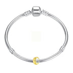 Clip Stopper Charms Sterling Silver Rondelle Spacer Bead for Bracelets (Silver) - color: Golden