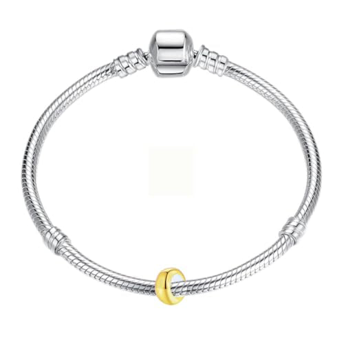 Clip Stopper Charms Sterling Silver Rondelle Spacer Bead for Bracelets (Silver) - color: Golden