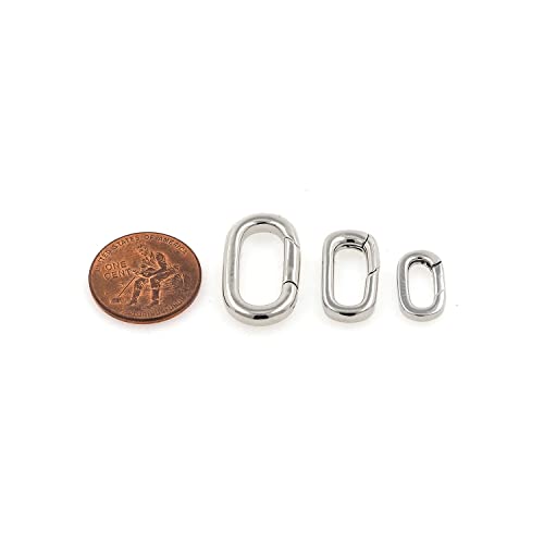 18K Gold Filled Oval Clasp Spring Claps Connector Carabiner Keychain for DIY Jewelry Finding Necklace Bracelet (Silver(12.5x22.5x3mm)) - color: Silver(12.5x22.5x3mm)