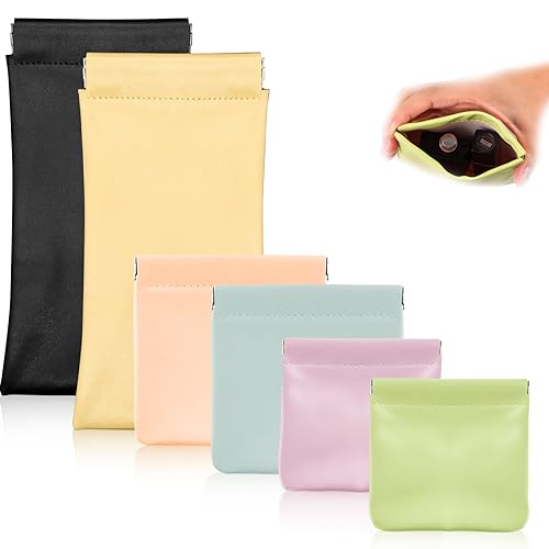 6Pcs Small Makeup Bag Cosmetic Pouch, 3size Mini Makeup Pouch Portable Purse Pouches, Self-closing Pouches Waterproof Cosmetic Bag for Cosmetics Jewelry Headphones (6 Colors) - color: 6pcs-6Colors