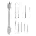 YWBL-WH Double End Pin Vise Chuck with10 pcs Micro Drill Bit Set for Jewelry Watch Carving Repair Tool, Drill