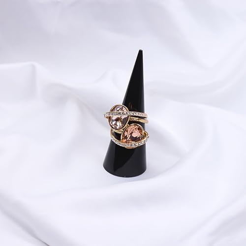 2PCS Cone Shape Acrylic Jewelry Ring Display Holder - Clear and Black Finger Stand Support, Decorative Stands for Wedding Rings