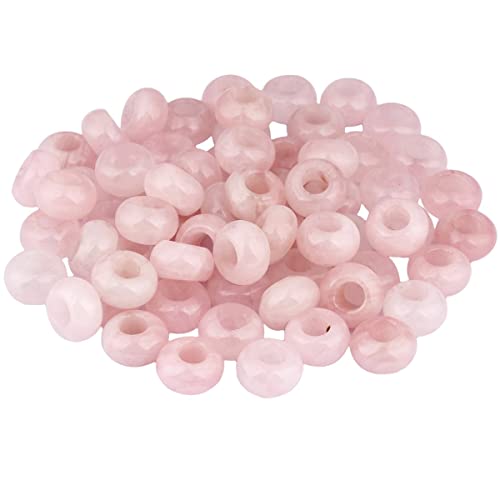 SUNYIK Rose Quartz Large Hole (6mm) Rondelle Loose Charms European Bead fits Bracelet,Jewelry Makings Pack of 20 - color: Pink-Rose Quartz, size: 14x8mm