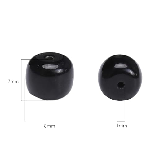 BEADIA Natural Black Onyx Flat Cut Round Drum Stone 8mmx7mm Loose Semi Gemstone Beads for Jewelry Making 38cm - color: Black Onyx