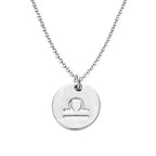 925 Sterling Silver Zodiac Necklace Disc Charm Necklace Gift for Your Wife Girlfriend or Family Member - style: Libra