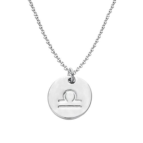 925 Sterling Silver Zodiac Necklace Disc Charm Necklace Gift for Your Wife Girlfriend or Family Member - style: Libra