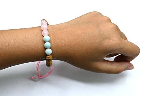 Amazing Gemstone Trauma Manifestation PTSD Bracelet - Rose Quartz Amazonite Yellow Jasper Bracelet Set for Men Women Healing Calming Anxiety Stress Relief Item Gifts(Adjustable) - color: Emotional Trauma
