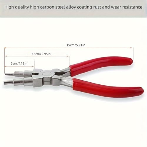 Wire Looping pincers–Create 6 Sizes (Ranging 3-9mm) of Loops & Jump Rings, 5.9" long (140mm), Polished Steel Head & PVC Comfort Handle
