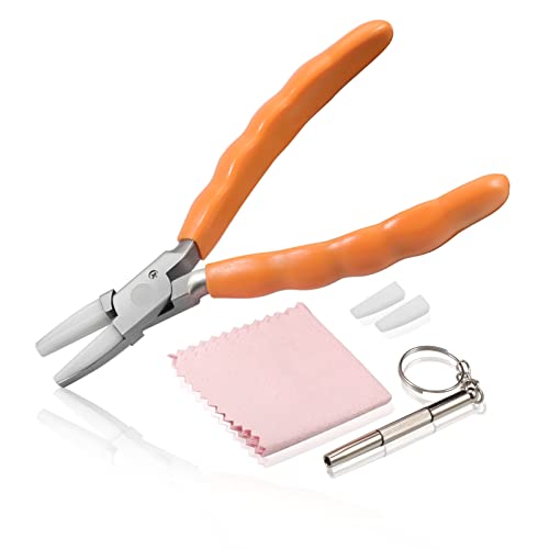 6 Inch Stainless Steel Flat Pliers - Eyeglasses Repair & Adjustment Tool with Nylon Jaw - style: Tilt Angle Plier