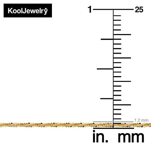 Kooljewelry Real 14k Yellow or White Gold 1.2 mm Sparkle Chain Adjustable Length Necklace (adjusts up to 22 inches) - color: Yellow