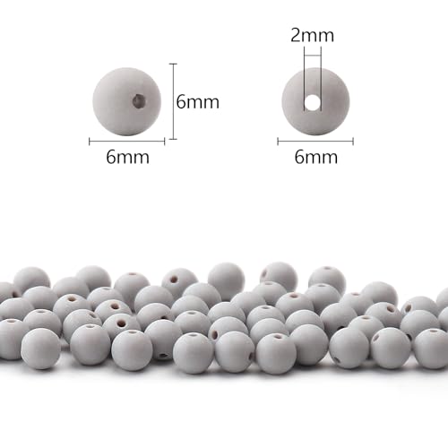 BONNY BOXX 1000PCs 6MM Matte Grey Acrylic Round Beads, Frosted Plastic Resin Bubblegum Balls Chunky Gumball Beads for Necklace and Bracelet Making, Crafting Supplies - color: Matte Grey, size: 6MM