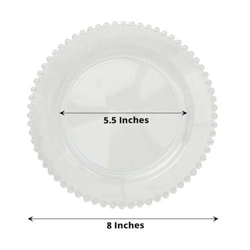 8" Salad Plates - Set of 10 - Plastic Clear Round Disposable Dessert Appetizer Plate Beaded Rim, Ideal for Dinner Party Wedding Bulk Events - color: Clear, size: 8" Salad Plate, 10 Pack