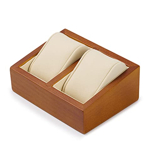 Jewelry Tray Solid Wood Double Watch Storage Box Tray Jewelry Display Props Wooden Watch Display Stand - color: WHITE DOUBLE WATCH BOX