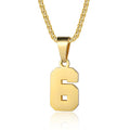 Number Necklaces Personalized Necklaces 18K Gold Plated Initial Number Pendant Stainless Steel Chain Sports Necklaces for Men Women - color: Gold, style: 6