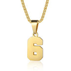 Number Necklaces Personalized Necklaces 18K Gold Plated Initial Number Pendant Stainless Steel Chain Sports Necklaces for Men Women - color: Gold, style: 6