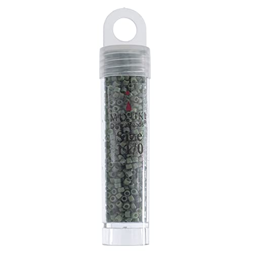 Miyuki Delica 11/0 Frosted Glazed Rainbow Green Emerald Matte AB 5.2gms Vial of Japanese Glass Beads