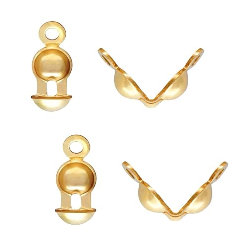 10pcs Adabele Real 1/20 14K Gold Filled Clamshell Calotte Bead Tip End Cap Knot Cover Double Closed Rings for DIY Craft Jewelry Making JK4-B2 - color: 14K Gold Filled, size: 3mm (0.12") Cup - 10pcs
