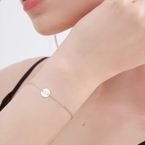 UNICRAFTALE Stainless Steel Alphabet Link Charms from A to Z Letter Pendants Connectors for Earring Bracelet Necklace Flat Round Metal Pendant DIY Earring Bracelet Making - color: Stainless Steel Color