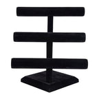 SSWBasics Jewelry Organizer Display Stand (3 Tier) - Necklace Bracelet and Watch Holder Display Stand, Black Velvet T-Bar Table Top Jewelry Tower