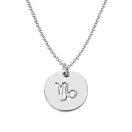 925 Sterling Silver Zodiac Necklace Disc Charm Necklace Gift for Your Wife Girlfriend or Family Member - style: Capricorn