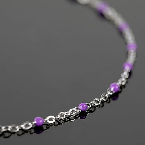 UMAOKANG 33ft Bead Chain for Jewelry Making Stainless Steel Cable Link Chain Spool Lavender Beaded Bracelet Chain with Open Jump Rings and Lobster Clasps - color: Lavender Bead-Steel