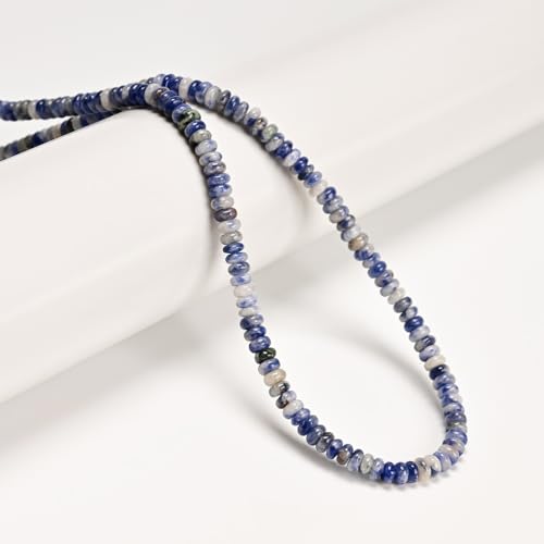 ICAI Beads Natural 2x4mm Rondelle Beads, Abacus Disk Stone Spacer Beads – Loose Natural Gemstone Beads for DIY Bracelet, Necklace, Jewelry Making (Blue Jasper) - color: Blue Jasper, size: 2x4