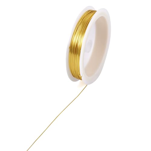Cheriswelry 22 Gauge 0.6mm Gold Copper Craft Wire Tarnish Resistant Copper Wire Bendable Metal Wire for DIY Wrapping Beading Sculpting Jewelry Making Supplies, 59.06 Feet - size: 22 Gauge(0.6mm)
