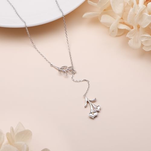 Long Necklace Sterling Silver Larait Bar Y Lariat Long Chain Drop Adjustable Necklace Gift for Her, 30" - style: Calla lily necklace