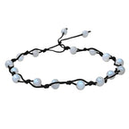 Amazing Gemstone Crystal Anklet Ankle Bracelets for Women - Waterproof Beaded Healing Crystal Anklets, Plus Size Chakra Gemstone Bead Anklet - color: Rainbow Moonstone, style: Hand Knotted