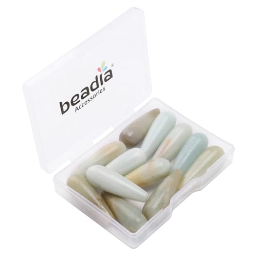 BEADIA Natural Amazonite Teardrop Stone Beads 10x30mm 12pcs Dangle Earring Charm for DIY Jewelry Making - color: Amazonite