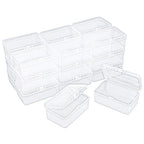 20 Pack Rectangular Clear Plastic Storage Containers Box with Hinged Lid for Beads and Other Small Craft Items (3.35 x 2.17 x 1.38 inch) - size: 3.35 x 2.17 x 1.38 inch