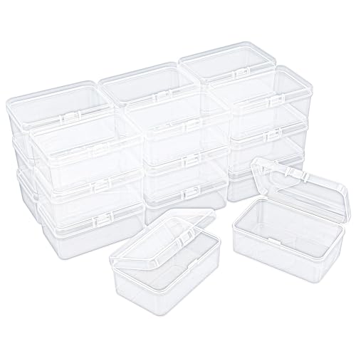 20 Pack Rectangular Clear Plastic Storage Containers Box with Hinged Lid for Beads and Other Small Craft Items (3.35 x 2.17 x 1.38 inch) - size: 3.35 x 2.17 x 1.38 inch