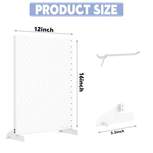 WALMANN Metal Tabletop Pegboard Display Standing Pegboards for Craft Shows, 12" x 16" Countertop Peg Board with Hooks for Jewelry & Accessories (Cream-White Pegboard with Hooks) - style: Cream-White Pegboard with Hooks