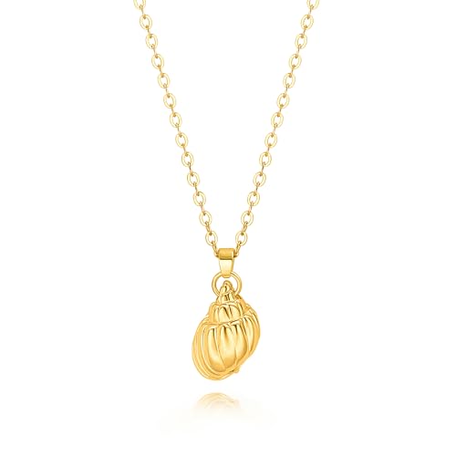 Natural Seashell Shell Scallop Pendant Choker Necklace Adjustable 18K Gold Plated Cable Chain Handmade Jewelry for Women Girls - style: Gold Conch