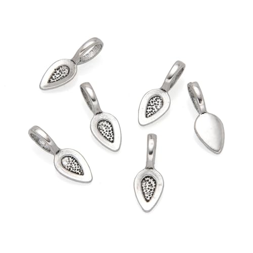 200pcs 21mm Glue On Jewelry Bail Pendant Clasp Antique Silver 12mm (0.5 Inch) Teardrop Flat Pad Base Bulk for DIY Craft Jewelry Making MC-P1 - color: Antique silver, size: 21mm (0.83")/Teardrop- 200pcs