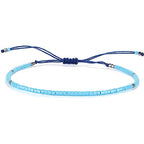 KELITCH Adjustable turquoise bead bracelet single color knitting friendship bracelet fashion jewelry daily wear gift (28 color selection) - color: Blue 04R