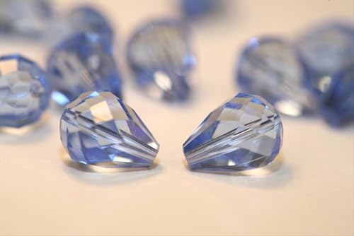 24pcs Adabele Austrian 8mm Faceted Teardrop Loose Crystal Beads Light Sapphire Blue Compatible with 5500 Swarovski Crystals Preciosa SST-814 - color: Light Sapphire Blue, size: 8mm x 6mm - 24pcs