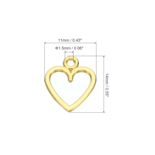 PATIKIL Heart Charm, 100Pcs Mini Heart Circle Pendant Charm Bulk for Jewelry Making Earrings Necklace Wedding Crafts - color: Golden
