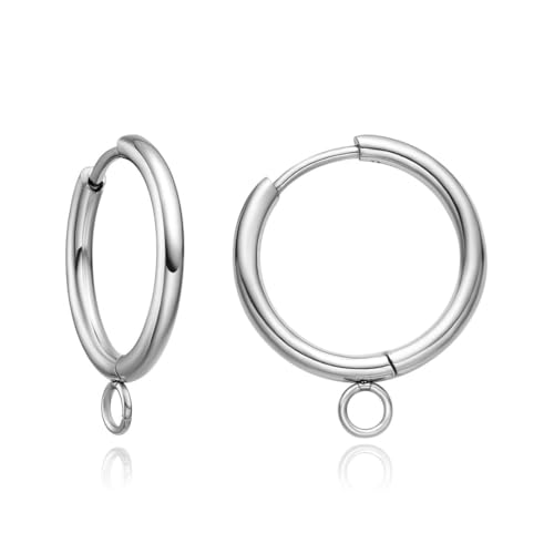 20pcs Adabele 316 Grade Surgical Stainless Steel Hypoallergenic 14mm Round Hoop Huggie Earring Hooks Open Ring (Strong 2mm Wire Gauge) Earrings Jewelry Making SEF21-1 - size: 14mm huggie (2mm wire gauge)