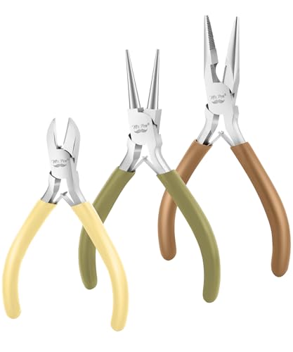 Mr. Pen- Pliers for Jewelry Making, 3 Pack, Chain Nose, Round Nose Pliers Set and Wire Cutter for Beading, Wire Wrapping, Jump Rings, Jewelry Repair, Crafting, DIY - color: Vintage