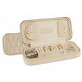 Bey-Berk Diamond-Quilted Leather Travel Jewelry Case, Cream, 9" x 4" x 1.75" - color: Cream