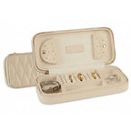 Bey-Berk Diamond-Quilted Leather Travel Jewelry Case, Cream, 9" x 4" x 1.75" - color: Cream