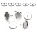 100pcs Adabele 304 Grade Surgical Stainless Steel Hypoallergenic Earring Post Bezel Cup Tray Blank Setting 100 Earnut Backs for 12mm Cabochon Resin DIY Earrings Jewelry Making SJF7-12 - size: 12mm (0.47 inch)