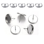 100pcs Adabele 304 Grade Surgical Stainless Steel Hypoallergenic Earring Post Bezel Cup Tray Blank Setting 100 Earnut Backs for 12mm Cabochon Resin DIY Earrings Jewelry Making SJF7-12 - size: 12mm (0.47 inch)