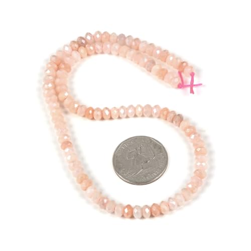 Aqua Aura Peach Aventurine 6mm Gemstone Faceted Rondelle Loose Beads DIY Jewelry Making Beads 16 Inch - color: Aqua Aura Peach Aventurine