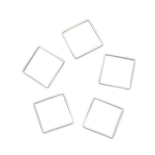 Adabele 50pcs Silver Square Beading Hoop Link Jewelry Findings 12mm Geometric Connector Open Back Bezel Frame for DIY Craft Jewelry Making CF73-1 - size: Square Shape (0.47 inch)
