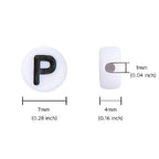 100Pcs Letter Beads 4x7mm White Round Acrylic Alphabet Beads Letter P Beads for Jewelry Making DIY Bracelets Necklaces Key Chains - color: P 100Pcs