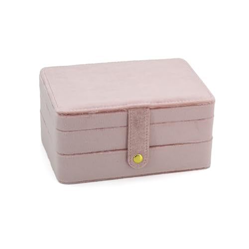 KOOAAICCHI Small Jewelry Box, Travel Jewelry Organizer, Portable Jewelry boxes for Women Girls Gift, Double Layers PU Leather Jewelry Holder for Rings, Earrings, Necklaces-Velvet Pink - color: Velvet-Pink