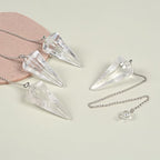 Justinstones Natural Clear Quartz Gemstone Rock Crystal Hexagonal Pointed Reiki Chakra Pendant Pendulum - color: Clear Quartz